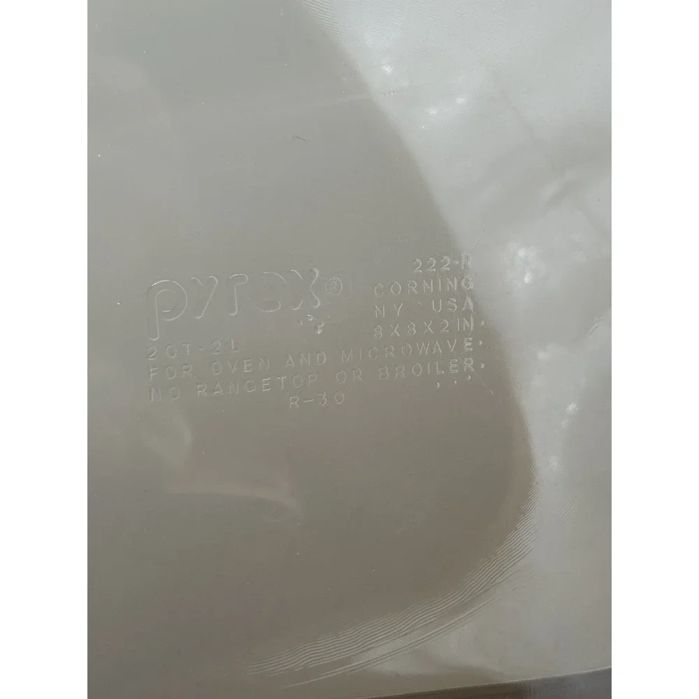 Pyrex 222-R Brown‎ 2QT 2L Clear Glass Square Baking Dish Oven and Microwave Safe